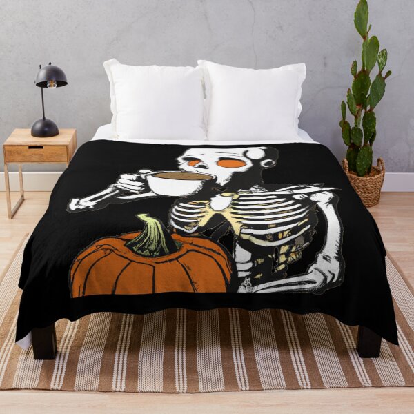 Item preview, skeleton drinks coffee - spooky seasons designed and sold by kozetin.