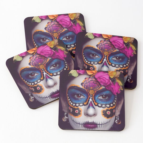 Item preview,  Dia De Los Muertos The Day Of The Dead – Portrait Of A Beautiful Calavera Woman With Painted Sugar Skull Mask On The Face designed and sold by MadeByRobots.