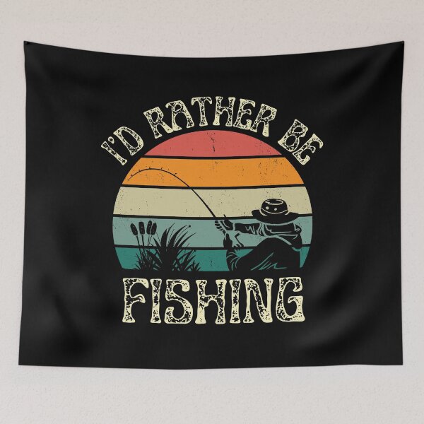 Item preview, I'd Rather Be Fishing Vintage Sunset Fisherman Hobby Retro Design designed and sold by BearCaveDesigns.