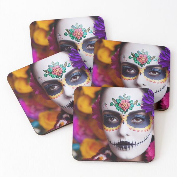 Item preview,  Dia De Los Muertos The Day Of The Dead – Portrait Of A Beautiful Calavera Woman With Painted Sugar Skull Mask On The Face designed and sold by MadeByRobots.