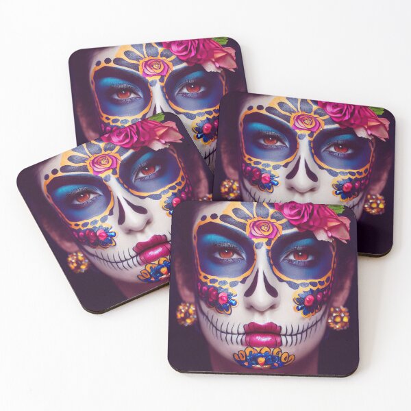 Item preview,  Dia De Los Muertos The Day Of The Dead – Portrait Of A Beautiful Calavera Woman With Painted Sugar Skull Mask On The Face designed and sold by MadeByRobots.