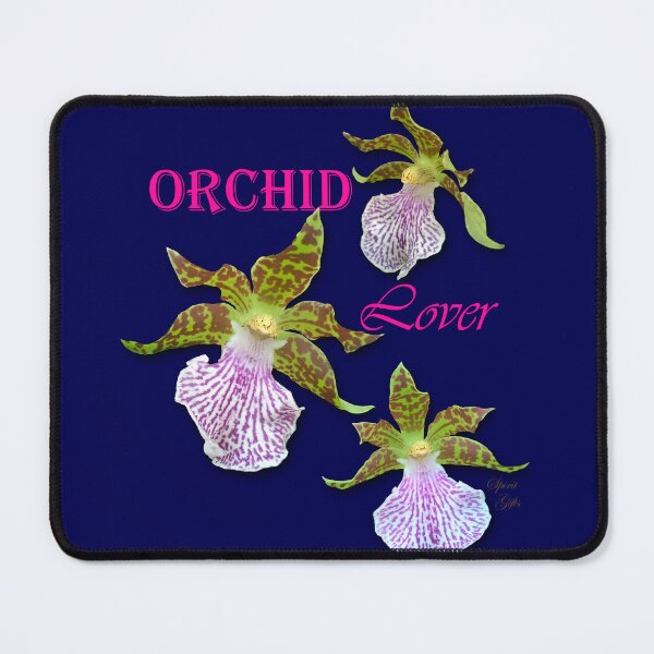 Item preview, Orchid Lover Green Purple Tiger Orchids Blue Background designed and sold by SpiritGifts.