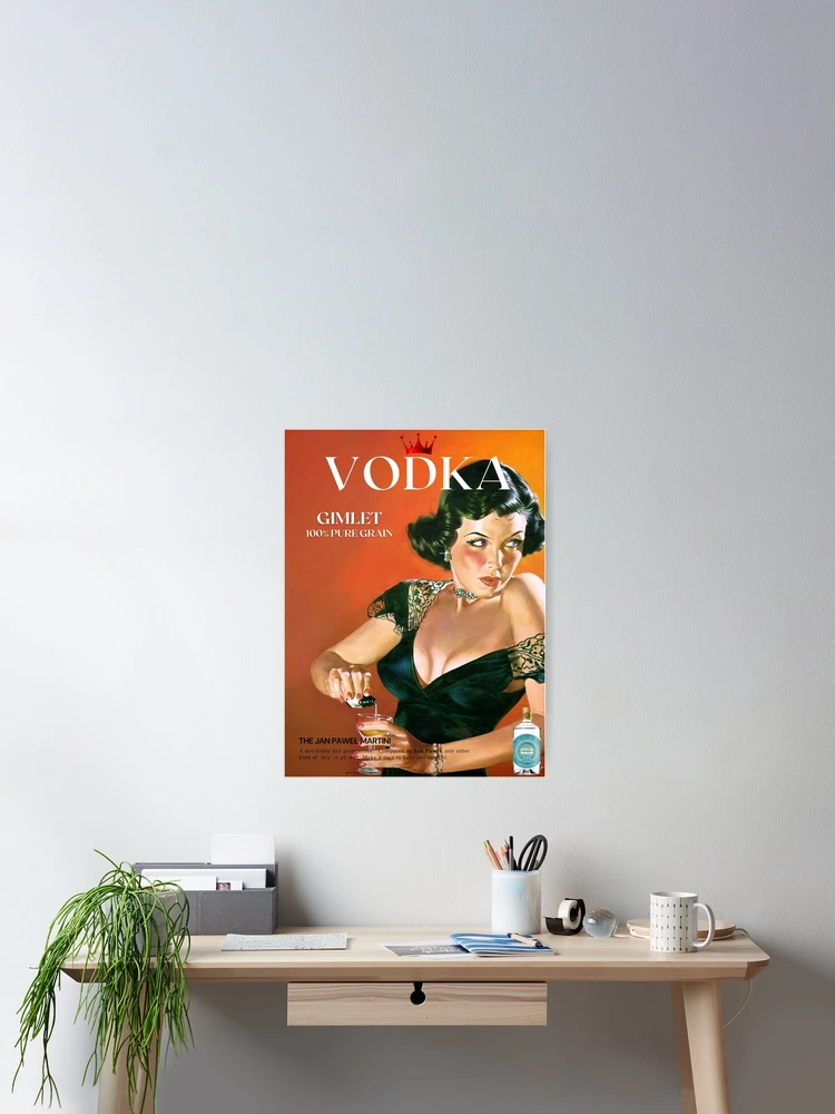 Vintage vodka gimlet martini raven-haired beauty housewife advertisement  poster / poster for kitchen, bar, barroom, and dining room wall decor art