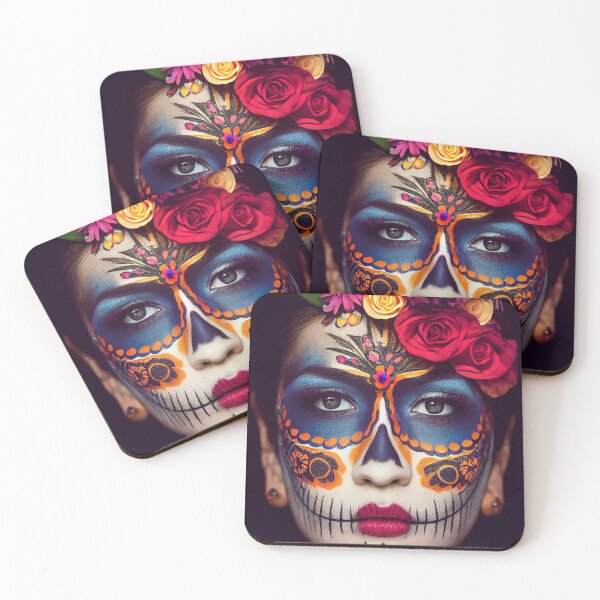 Item preview,  Dia De Los Muertos The Day Of The Dead – Portrait Of A Beautiful Calavera Woman With Painted Sugar Skull Mask On The Face designed and sold by MadeByRobots.