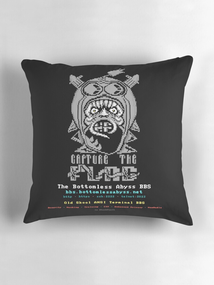 Thumbnail 3 of 4, Pillow, The Bottomless Abyss BBS Skull CTF Collection designed and sold by BottomlessAbyss.