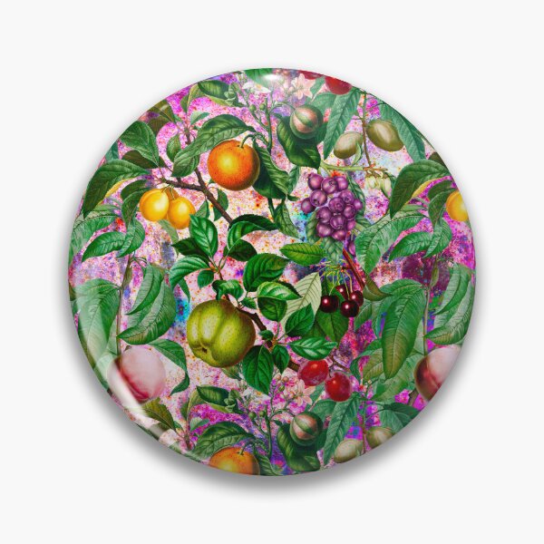 Item preview, Trendy exotic citrus tropical floral leaves and fruits tropical pattern, botanical illustration, pink green floral illustration designed and sold by ZeinabTaha.