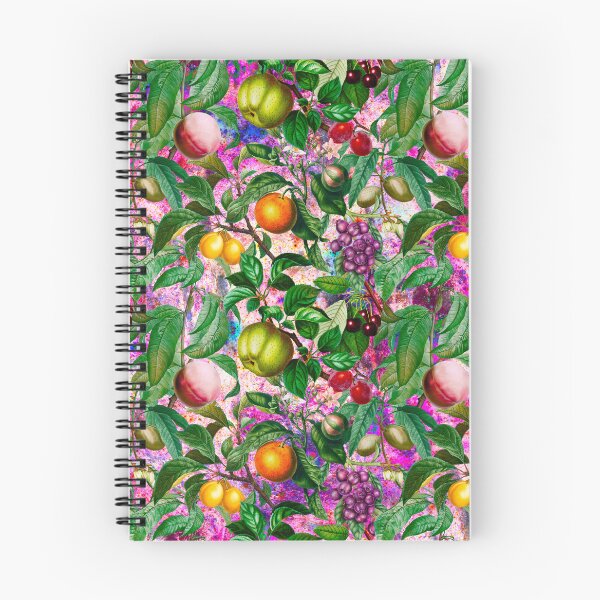Item preview, Trendy exotic citrus tropical floral leaves and fruits tropical pattern, botanical illustration, pink green floral illustration designed and sold by ZeinabTaha.