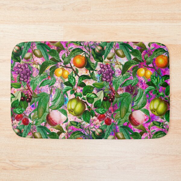 Item preview, Trendy exotic citrus tropical floral leaves and fruits tropical pattern, botanical illustration, pink green floral illustration designed and sold by ZeinabTaha.
