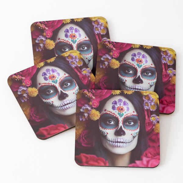 Item preview,  Dia De Los Muertos The Day Of The Dead – Portrait Of A Beautiful Calavera Woman With Painted Sugar Skull Mask On The Face designed and sold by MadeByRobots.