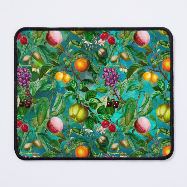 Item preview, Trendy exotic citrus tropical floral leaves and fruits tropical pattern, botanical illustration, turquoise grey floral illustration designed and sold by ZeinabTaha.