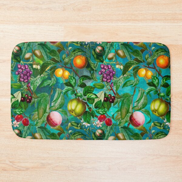 Item preview, Trendy exotic citrus tropical floral leaves and fruits tropical pattern, botanical illustration, turquoise grey floral illustration designed and sold by ZeinabTaha.