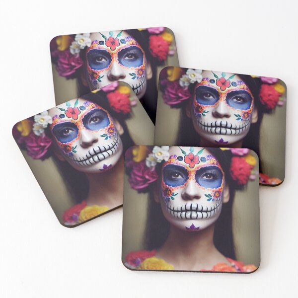 Item preview,  Dia De Los Muertos The Day Of The Dead – Portrait Of A Beautiful Calavera Woman With Painted Sugar Skull Mask On The Face designed and sold by MadeByRobots.