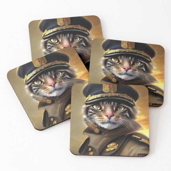 Item preview, Cat in military uniform Portrait shot designed and sold by Catagraphic.