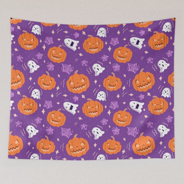 Item preview, Halloween pattern/pumpkin/ghost/spider web designed and sold by simonlidesign.