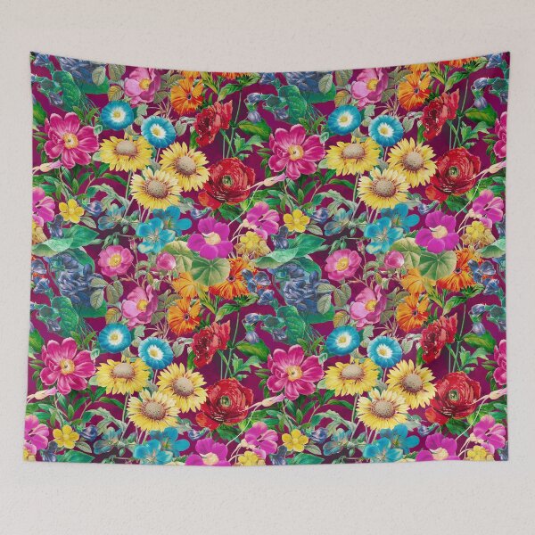 Artikelvorschau, Vintage Blumenmuster Himmel, Pflanzenmuster, botanische Illustration, Vintage rote Blumen entworfen und verkauft von ZeinabTaha.
