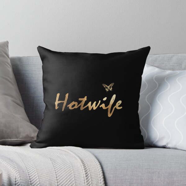 Womens Hotwife with Butterfly in gold - Hotwife Throw Pillow