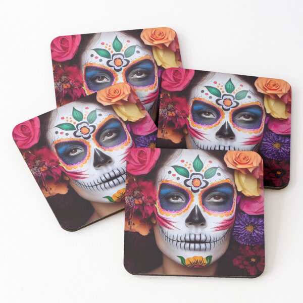 Item preview, Dia De Los Muertos The Day Of The Dead – Portrait Of A Beautiful Calavera Woman With Painted Sugar Skull Mask On The Face designed and sold by MadeByRobots.