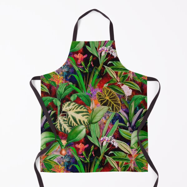 Item preview, Exotic tropical foliage, leaves and flowers tropical pattern, botanical illustration, red blue floral illustration designed and sold by ZeinabTaha.