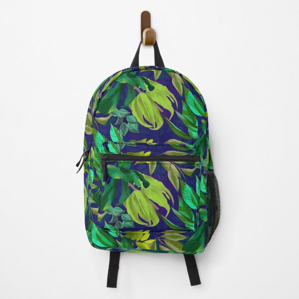 Item preview, tropical exotic paradise floral pattern, leaves and flowers tropical pattern, botanical illustration, green blue floral illustration designed and sold by ZeinabTaha.