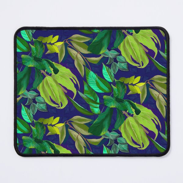Item preview, tropical exotic paradise floral pattern, leaves and flowers tropical pattern, botanical illustration, green blue floral illustration designed and sold by ZeinabTaha.