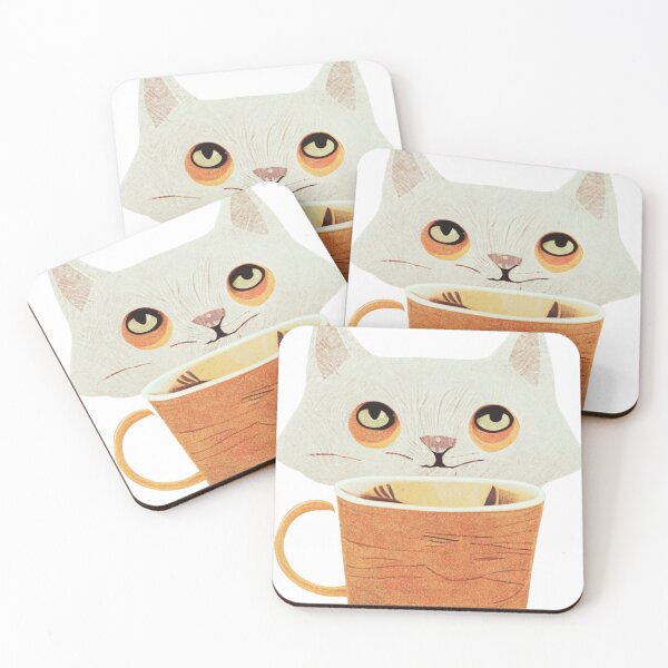 Item preview, Cute Cat Drinking Coffee Creative Design designed and sold by CandyDroidMerch.
