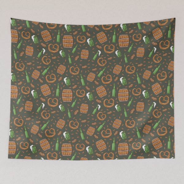 Item preview, Pretzels and Beer Oktoberfest Pattern (Forest Green) designed and sold by Geo De la Cruz.