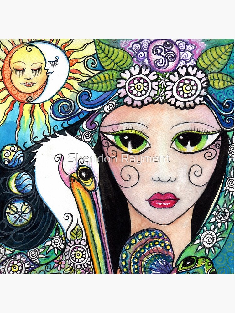 Aperçu 2 sur 2. Sac fourre-tout avec l'œuvre L'art gitan, la sirène de gitane de mer et son pélican tatoué par Sheridon Rayment créée et vendue par BlueMoonOwl.