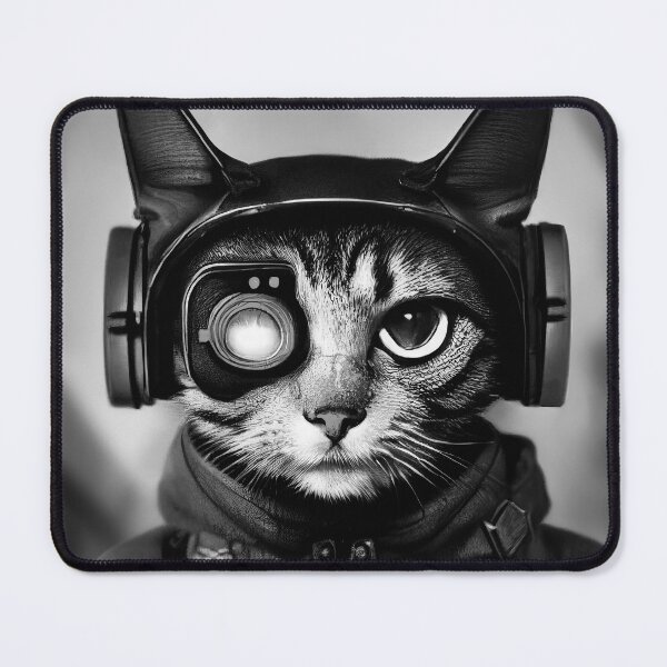 Item preview, Cyberpunk Cat 9 -Black and White - Kawaii Cute Cat Lovers Art designed and sold by lematworks.