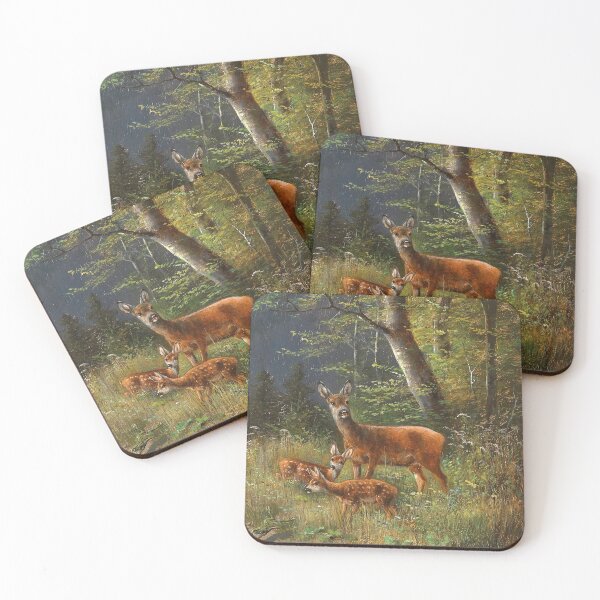 Item preview, A Family of Red Deer in a Forest Glade | Moritz Muller | 1898 Animal Nature Art designed and sold by CJET.