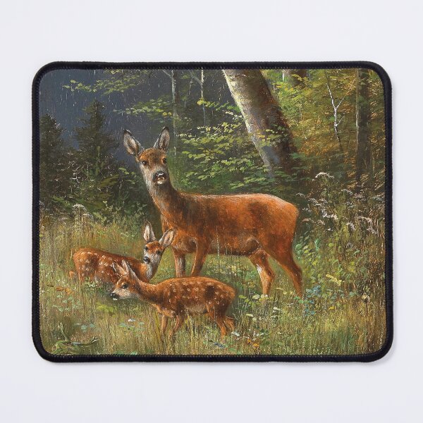 Item preview, A Family of Red Deer in a Forest Glade | Moritz Muller | 1898 Animal Nature Art designed and sold by CJET.