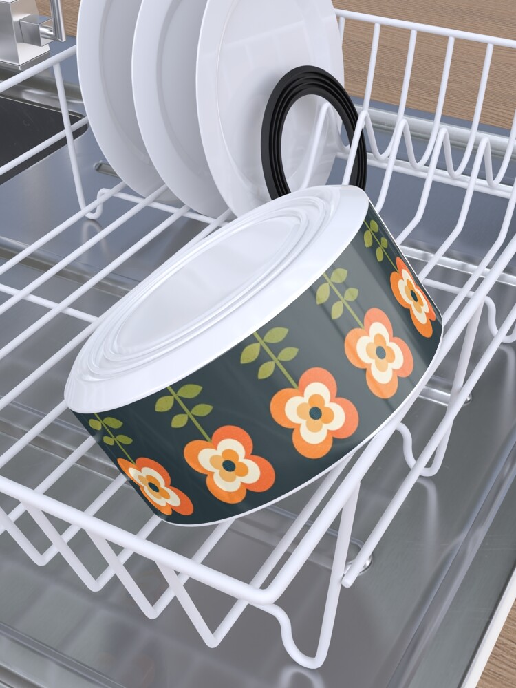 Alternate view of Retro Flower - Orange and Charcoal Pet Bowl