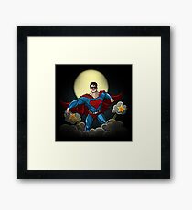 Superhero with Red Cape Framed Print
