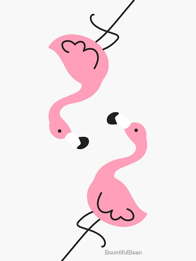 Thumbnail 3 of 3, Sticker, 2 Flamingos designed and sold by BountifulBean.