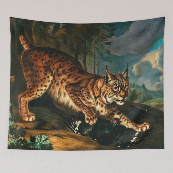 Item preview, A Lynx Attacking a Wood Grouse | Circle of Phillip Ferdinand de Hamilton | 18th Century Animal Nature Art designed and sold by CJET.