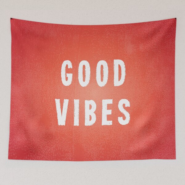 Item preview, Sunset Orange/Red and White Printed Ink Good Vibes designed and sold by itsjensworld.
