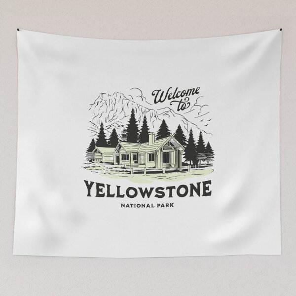 Item preview, Yellowstone National Park Mountain Range Drawing designed and sold by AnimalLover4eva.