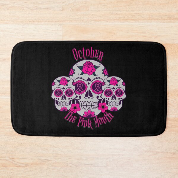 Item preview, October The Pink Month Ribbon Skull Flower Cancer Awareness  designed and sold by CarantinedChaos.
