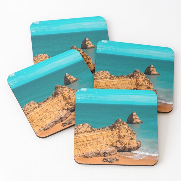 Item preview, Fabulous Dona Ana Beach in Lagos Portugal in Teal and Orange designed and sold by Georgia Mizuleva.
