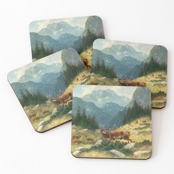 Item preview, A Roaring Stag in the Mountains | Moritz Muller | 1897 Animal Nature Art designed and sold by CJET.