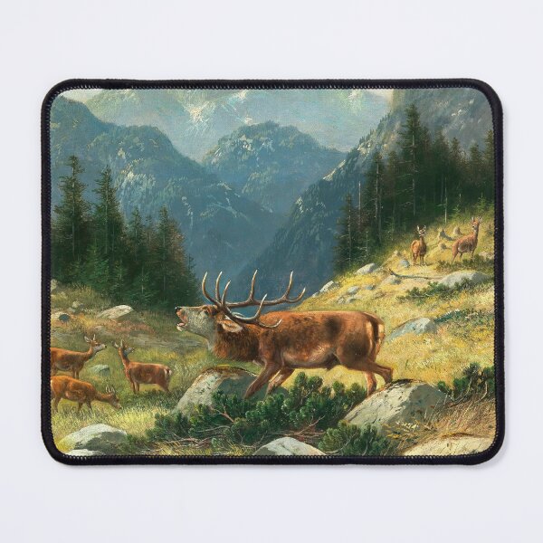 Item preview, A Roaring Stag in the Mountains | Moritz Muller | 1897 Animal Nature Art designed and sold by CJET.