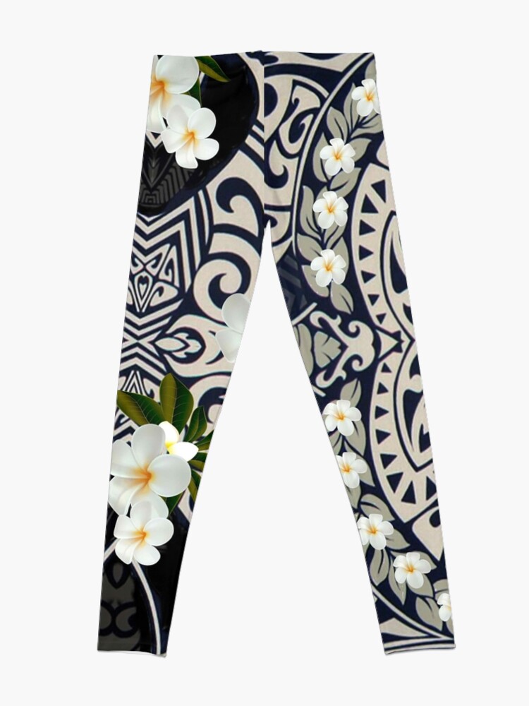 Alternate view of Traditional Hawaiian Tapa and Plumeria Leggings