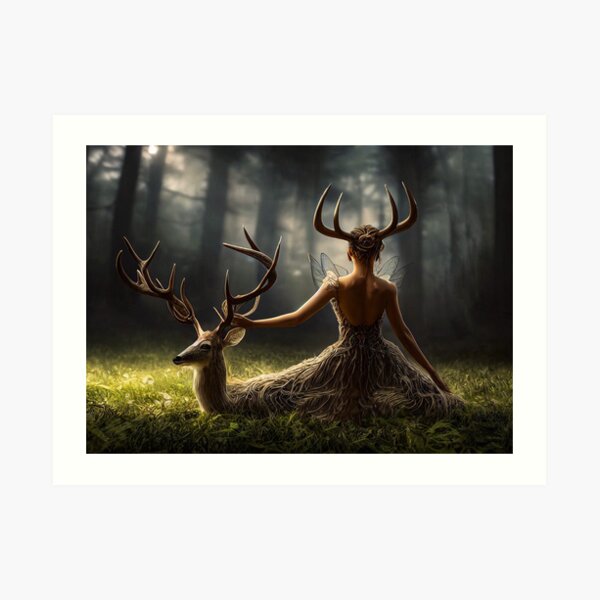 Fantasy Deer with Beautiful Antlers