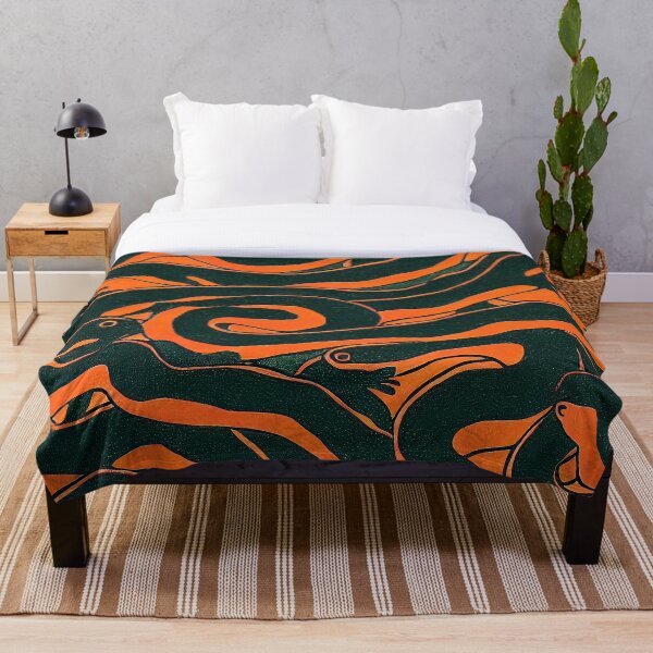 Item preview, A Gaggle of Snakes Stripe Pattern Modern Primitive Minimalist Design in Pumpkin and Pine designed and sold by CrowBerryCream.