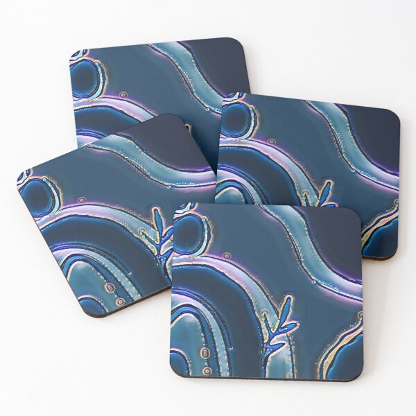 Item preview, Abstract art painting in blue and its gradations Abstract shapes Boho Art designed and sold by Ndli.