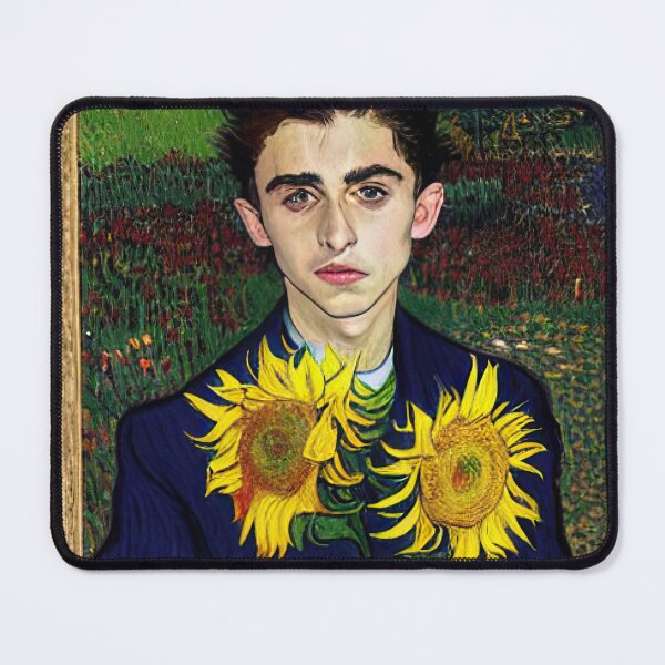 Item preview, Timothée Holding Sunflower in Field of Sunflowers Painting by Vincent Van Gogh designed and sold by SubtleSplit.