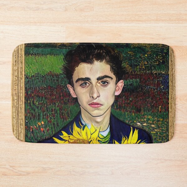 Item preview, Timothée Holding Sunflower in Field of Sunflowers Painting by Vincent Van Gogh designed and sold by SubtleSplit.