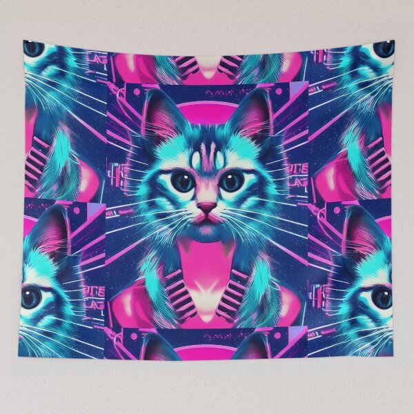 Item preview, Cute Synthwave Vaporwave Cyberpunk Space Cat designed and sold by Spellrise.