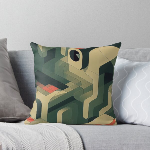 Item preview, Aeon Flux Op Art Geometric Pattern in Green and Salmon designed and sold by CrowBerryCream.