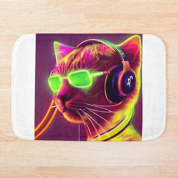 Artikelvorschau, Katze hört Musik über Kopfhörer II  entworfen und verkauft von Catagraphic.