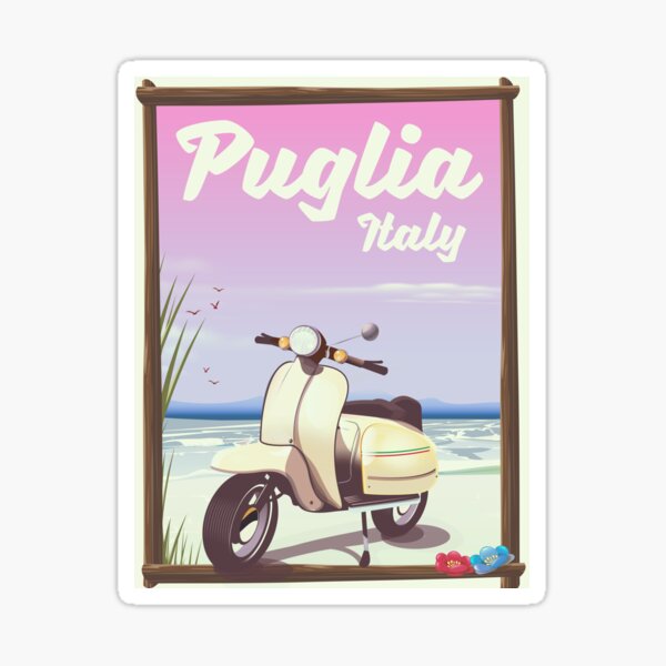Puglia Italy Scooter Travel poster Sticker